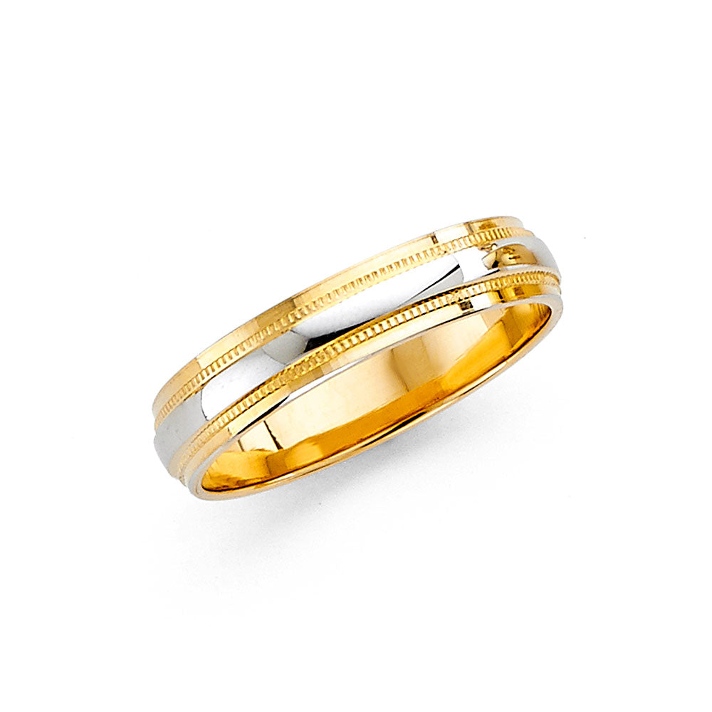 14K Yellow Gold Plain & Fancy Wedding Band 6mm - RG2384