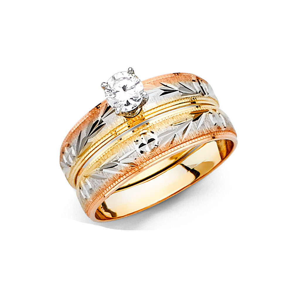 14K Yellow Gold CZ Trio Set - RG2390 - Image 2391