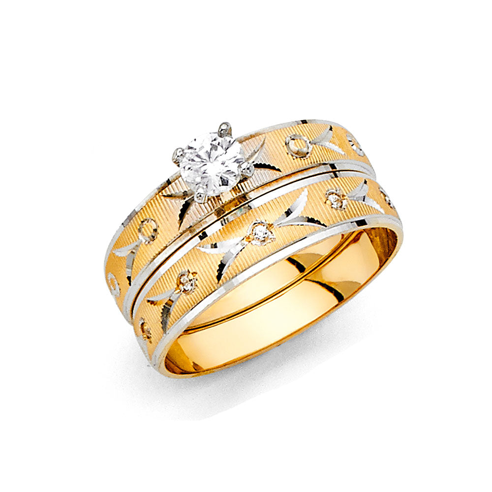14K Yellow Gold CZ Trio Set - RG2405 - Image 2406