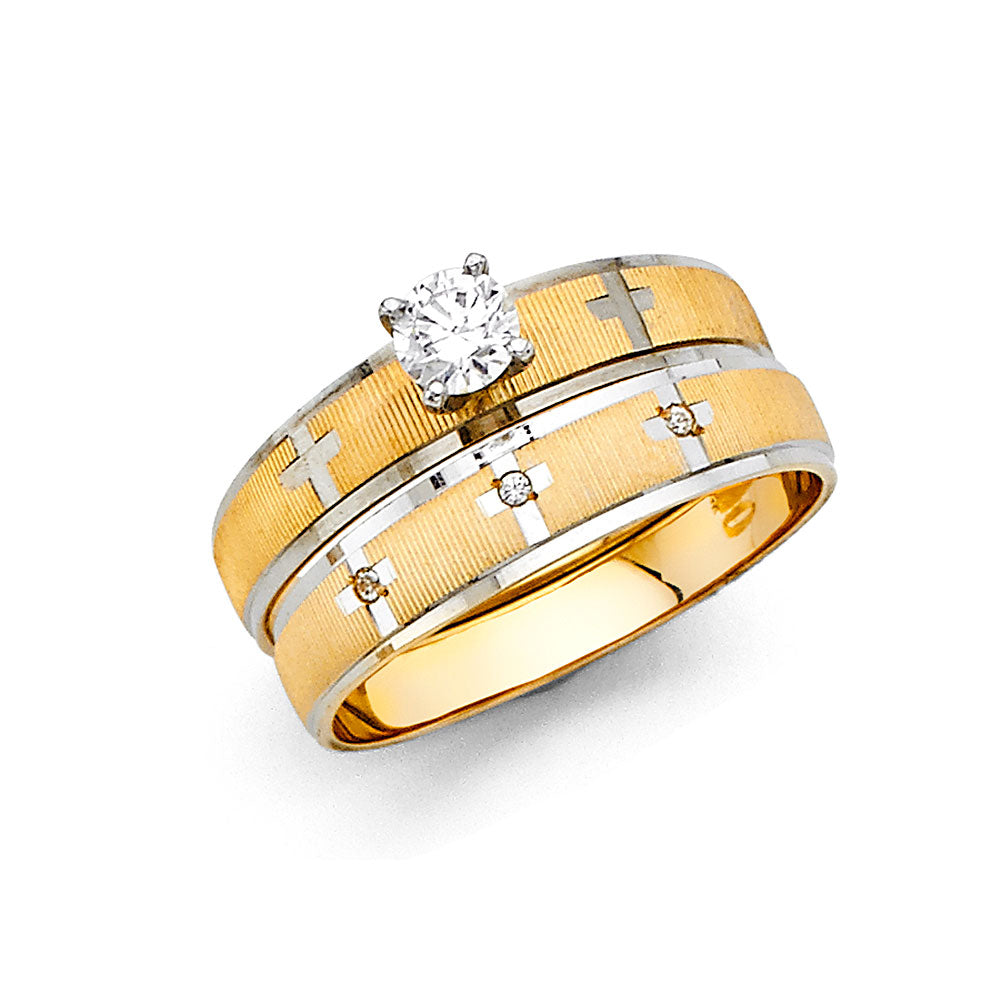 14K Yellow Gold CZ Trio Set - RG2414 - Image 2415