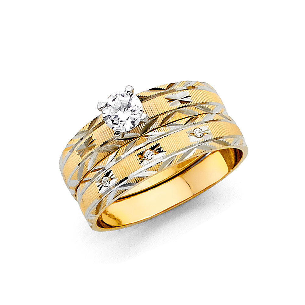 14K Yellow Gold CZ Trio Set - RG2417 - Image 2418