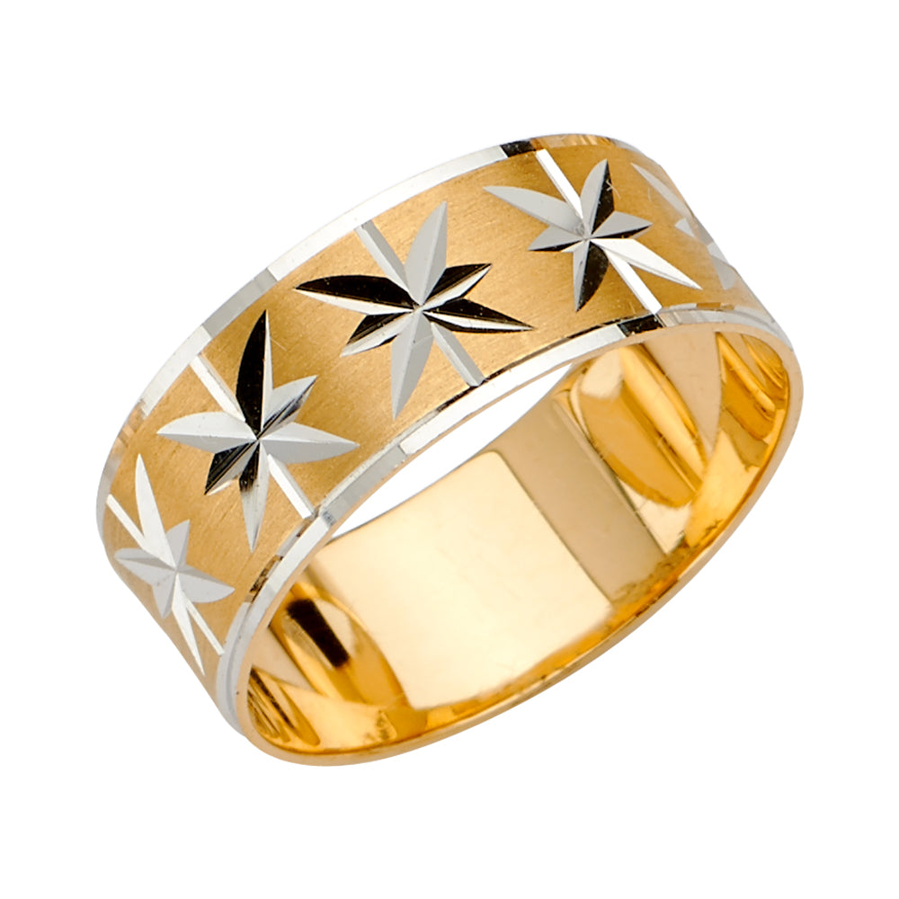 14K Yellow Gold Plain & Fancy Wedding Band 8mm - RG2456