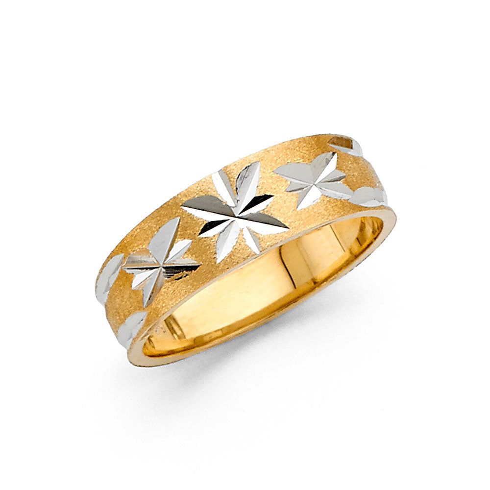 14K Yellow Gold Plain & Fancy Wedding Band 8mm - RG2459