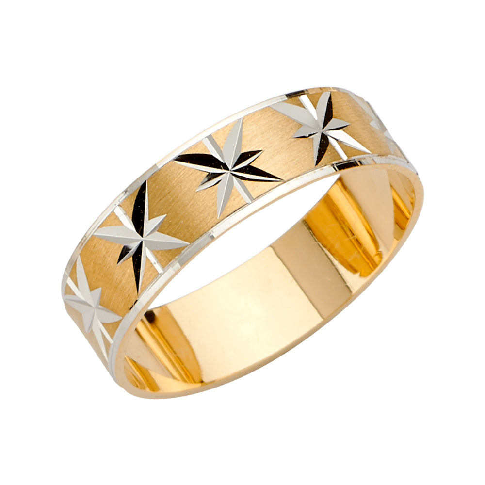 14K Yellow Gold Plain & Fancy Wedding Band 8mm - RG2460