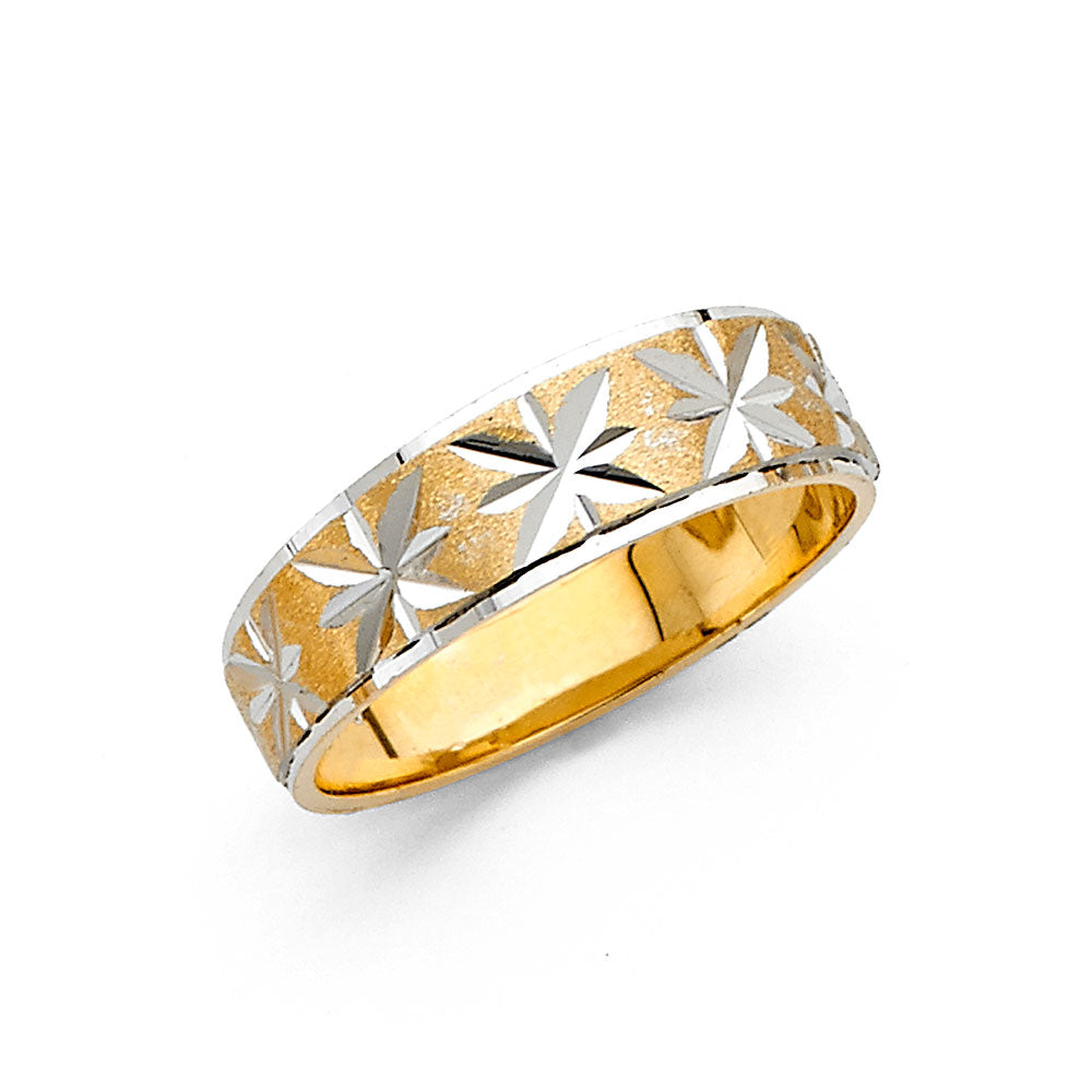 14K Yellow Gold Plain & Fancy Wedding Band 8mm - RG2461