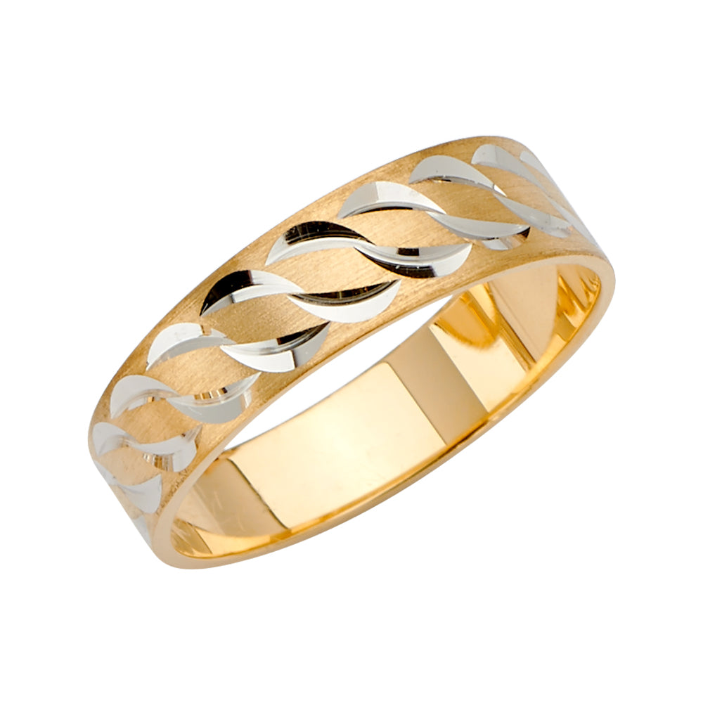 14K Yellow Gold Plain & Fancy Wedding Band 8mm - RG2462