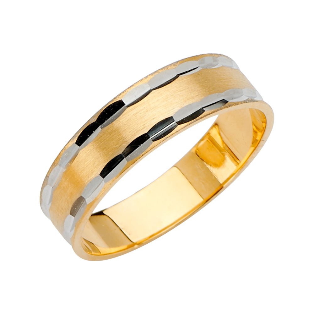 14K Yellow Gold Plain & Fancy Wedding Band 8mm - RG2466