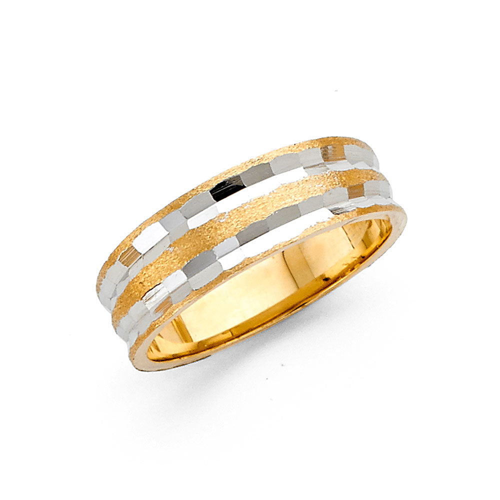 14K Yellow Gold Plain & Fancy Wedding Band 8mm - RG2467
