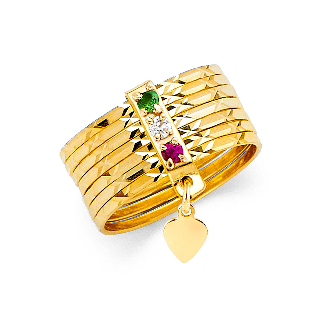 14K Yellow Gold CZ Trio Set - RG2481