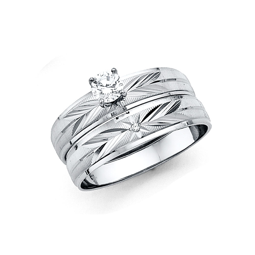 14K Yellow Gold CZ Trio Set - RG2483 - Image 2484