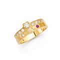 14K Yellow Gold Flower, Heart & Light Ring - RG2492