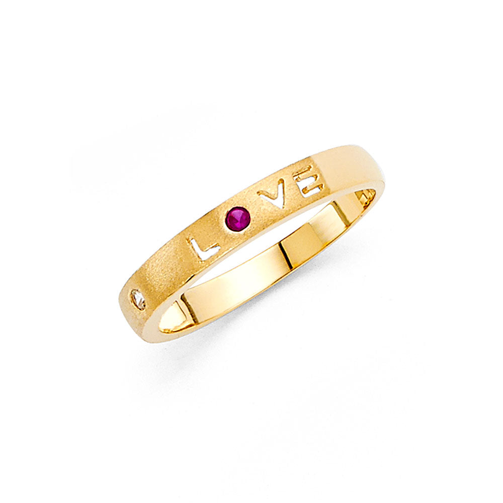 14K Yellow Gold Flower, Heart & Light Ring - RG2493