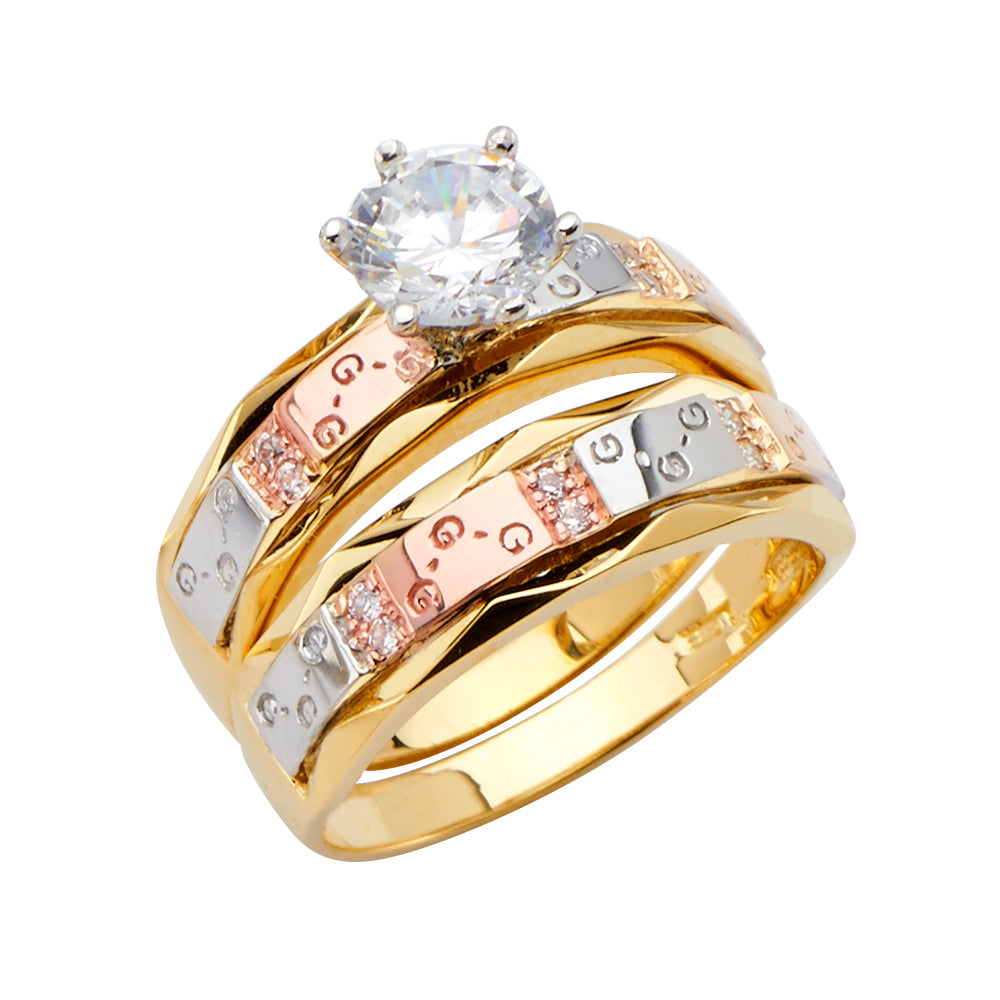 14K Yellow Gold CZ Trio Set - RG2517 - Image 2518