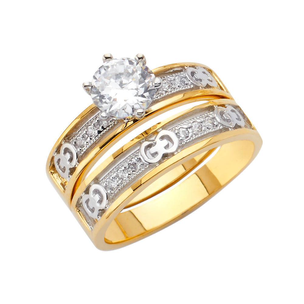 14K Yellow Gold CZ Trio Set - RG2526 - Image 2527