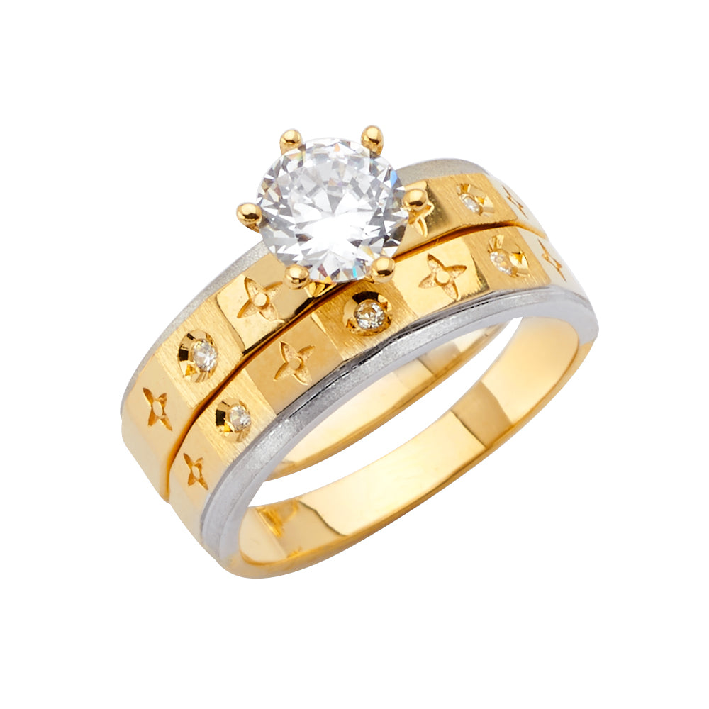14K Yellow Gold CZ Trio Set - RG2529 - Image 2530