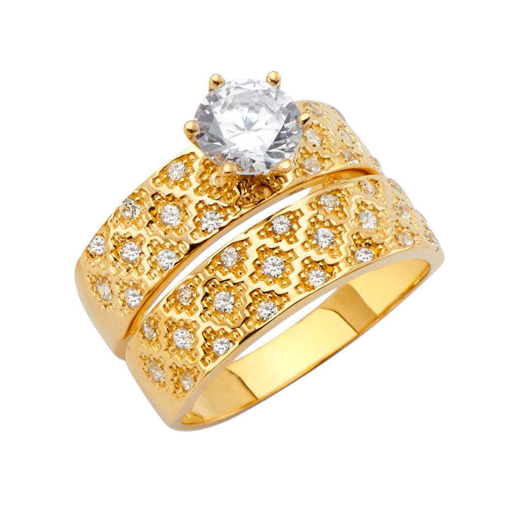 14K Yellow Gold CZ Trio Set - RG2532 - Image 2533