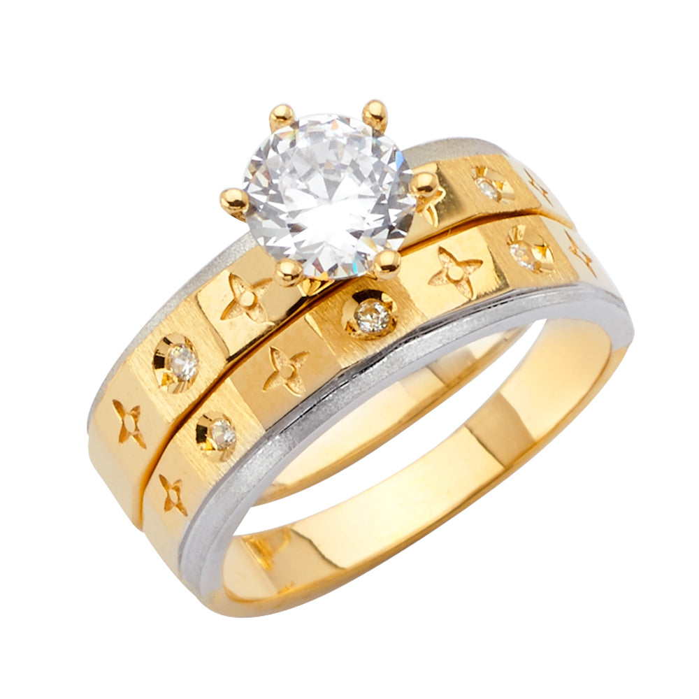 14K Yellow Gold CZ Trio Set - RG2538 - Image 2539