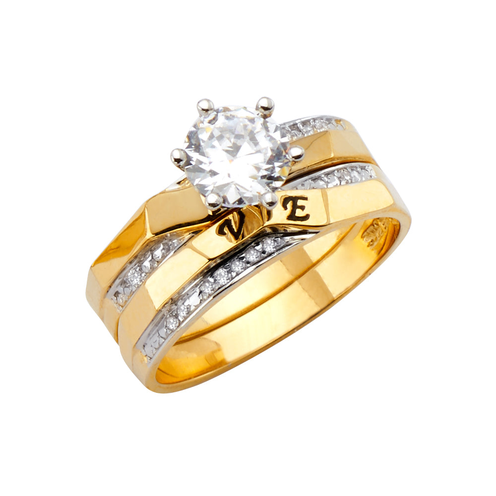 14K Yellow Gold CZ Trio Set - RG2541 - Image 2542