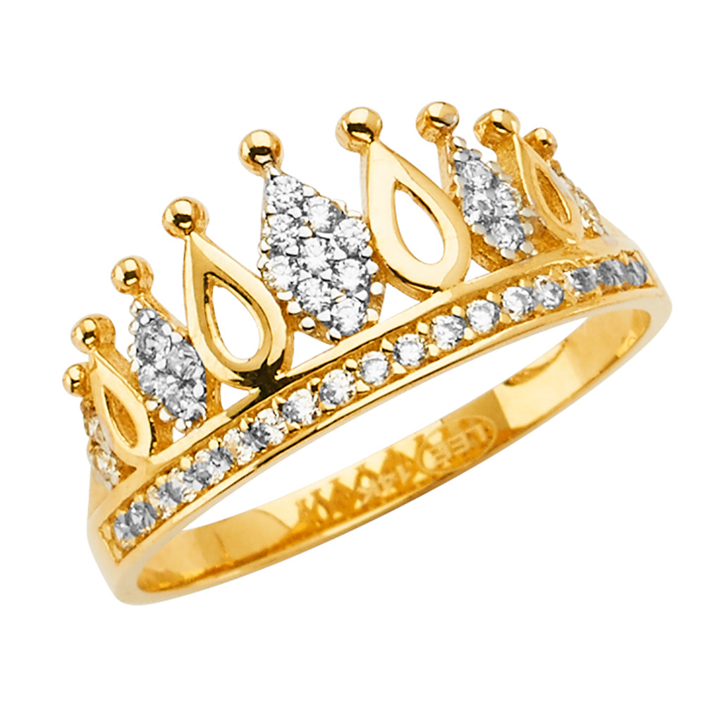 14K Yellow Gold Religious, 15 Años & Crown Ring - RG2572