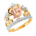 14K Yellow Gold Religious, 15 Años & Crown Ring - RG2575