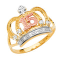 14K Yellow Gold Religious, 15 Años & Crown Ring - RG2577