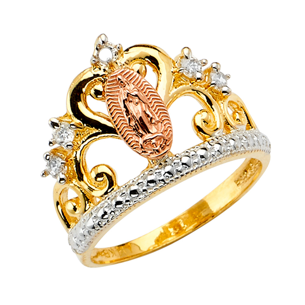 14K Yellow Gold Religious, 15 Años & Crown Ring - RG2578