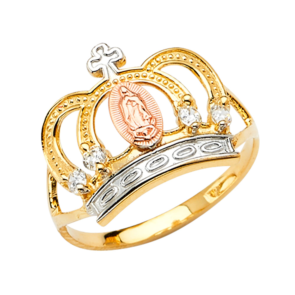 14K Yellow Gold Religious, 15 Años & Crown Ring - RG2579