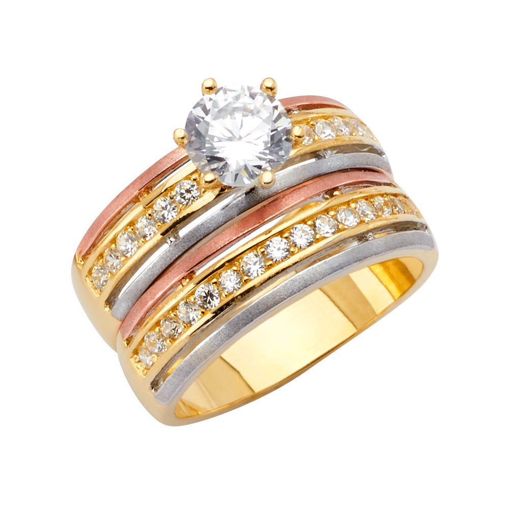 14K Yellow Gold CZ Trio Set - RG2625 - Image 2626