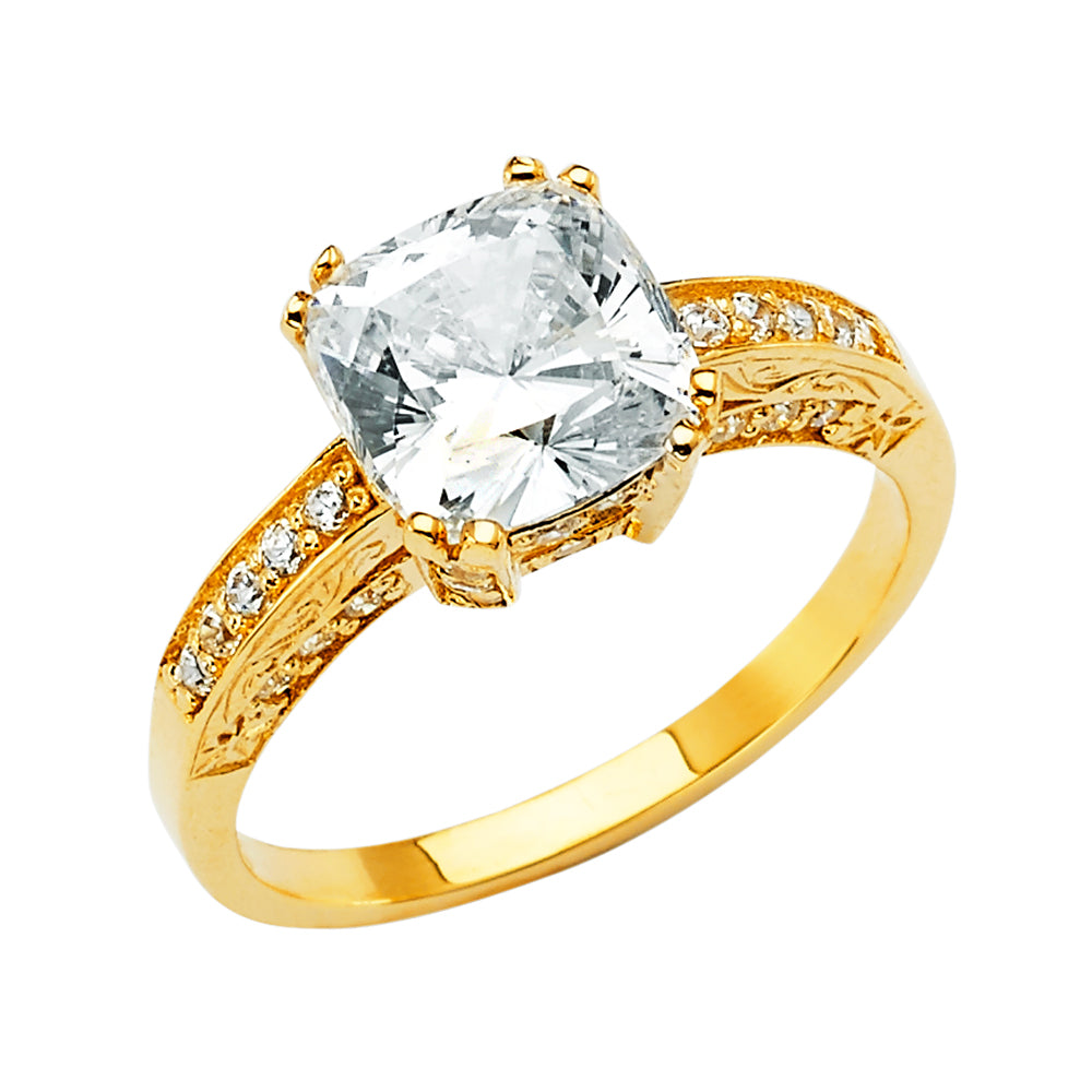 14K Yellow Gold CZ Engagement Ring - RG2634