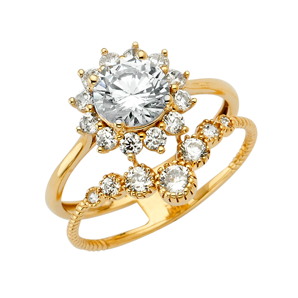 14K Yellow Gold CZ Engagement Ring - RG2638