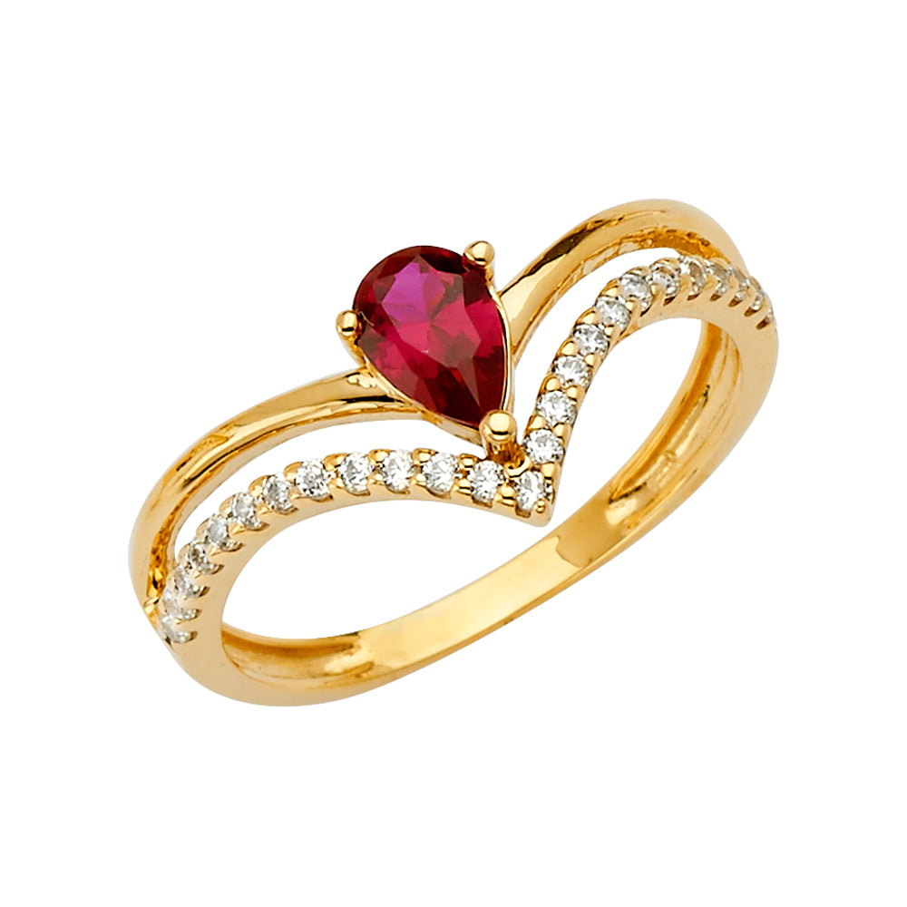 14K Yellow Gold Fancy CZ & Mother's Ring - RG2642