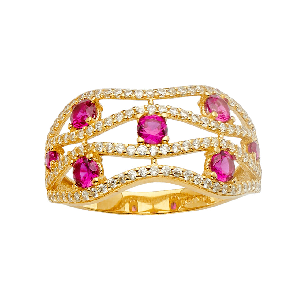 14K Yellow Gold Fancy CZ & Mother's Ring - RG2652