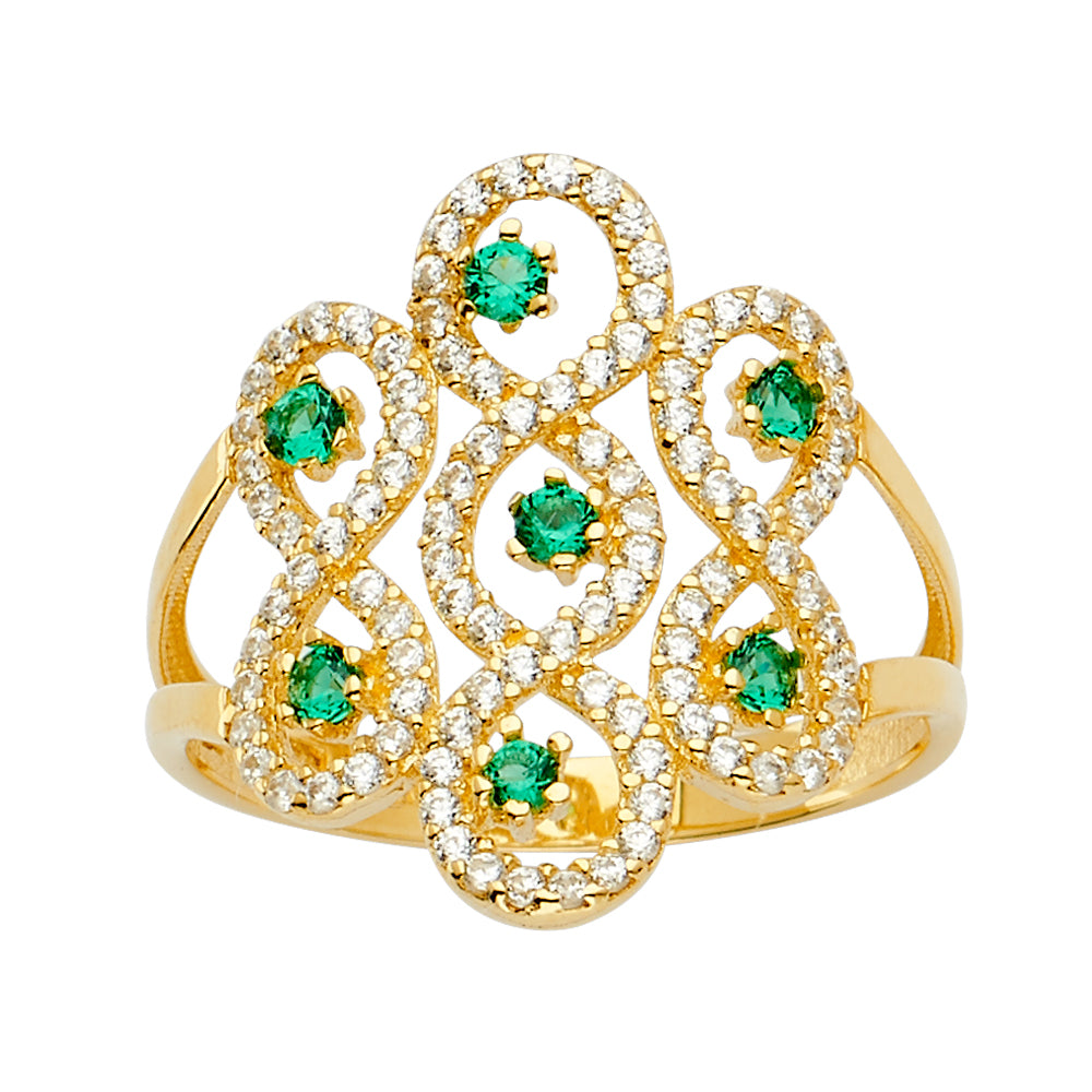 14K Yellow Gold Fancy CZ & Mother's Ring - RG2660