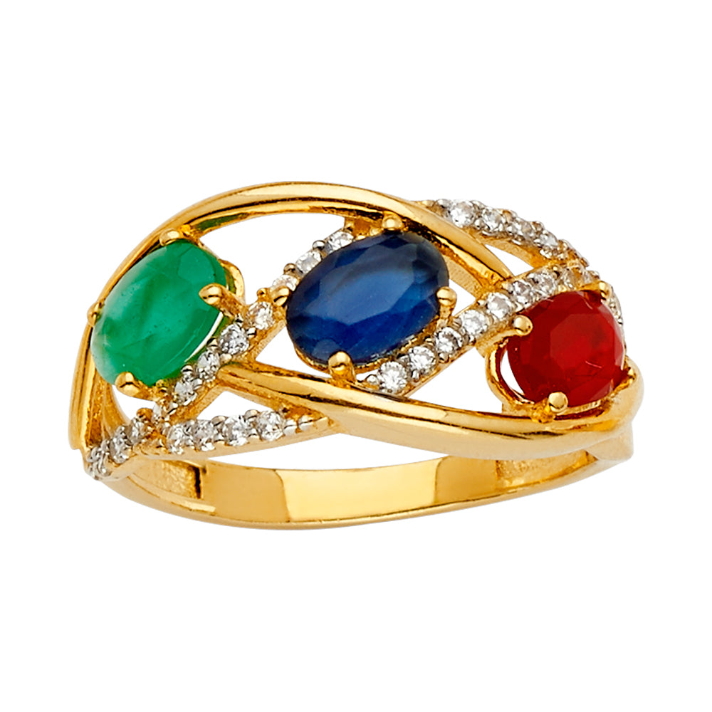14K Yellow Gold Fancy CZ & Mother's Ring - RG2664