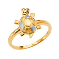 14K Yellow Gold Butterfly, Animal & Lucky Ring - RG2673
