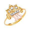 14K Yellow Gold Religious, 15 Años & Crown Ring - RG2677