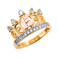 14K Yellow Gold Religious, 15 Años & Crown Ring - RG2679