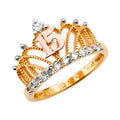 14K Yellow Gold Religious, 15 Años & Crown Ring - RG2681