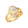 14K Yellow Gold Flower, Heart & Light Ring - RG2700
