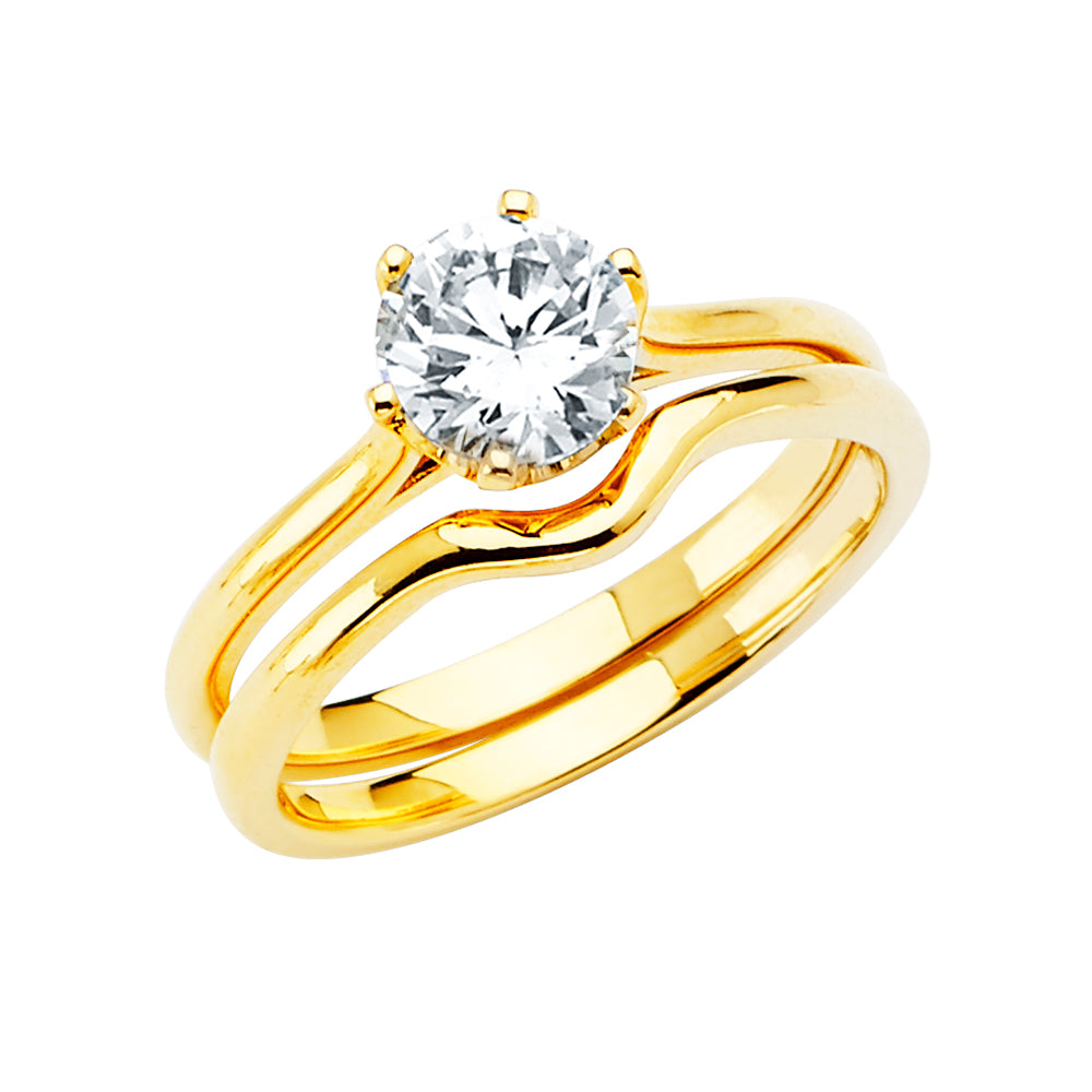 14K Yellow Gold CZ Bridal Set - RG2799 - Image 2800