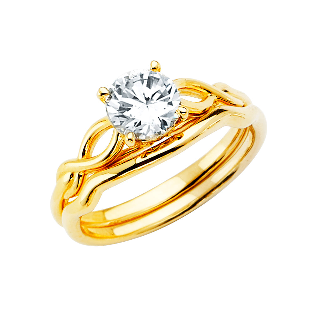 14K Yellow Gold CZ Bridal Set - RG2807 - Image 2808