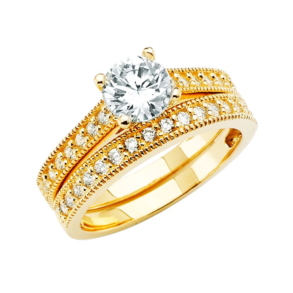 14K Yellow Gold CZ Bridal Set - RG2815 - Image 2816