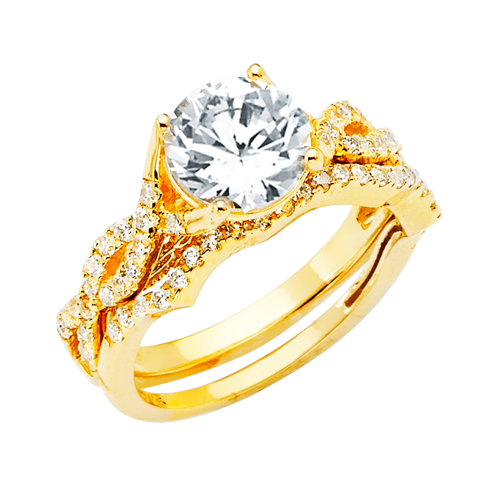 14K Yellow Gold CZ Bridal Set - RG2825 - Image 2826