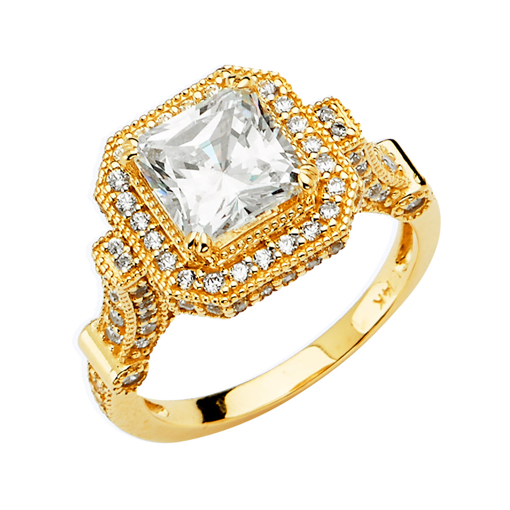 14K Yellow Gold CZ Engagement Ring - RG2839