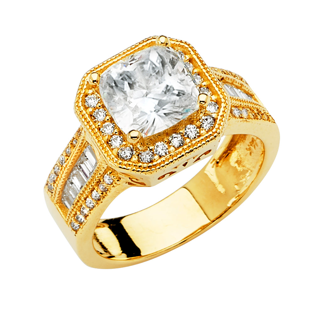 14K Yellow Gold CZ Engagement Ring - RG2840
