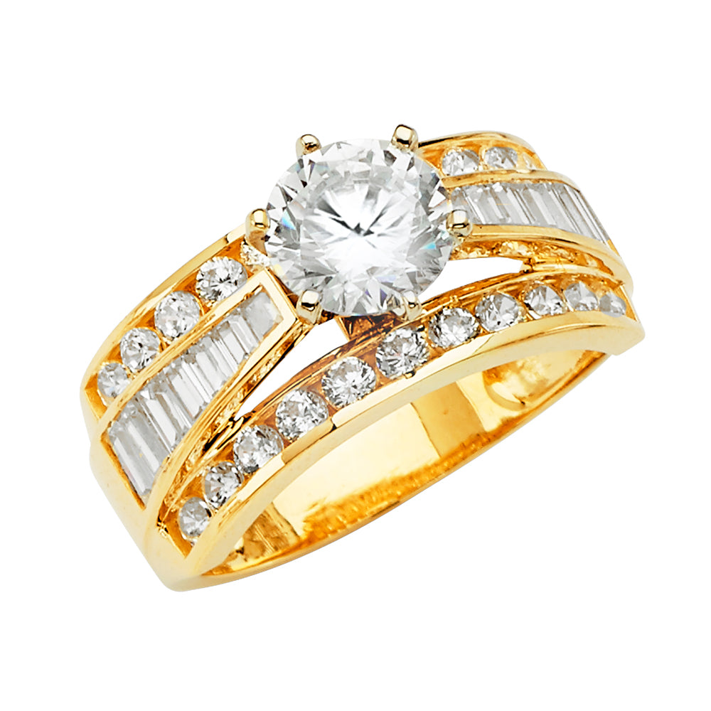 14K Yellow Gold CZ Engagement Ring - RG2846