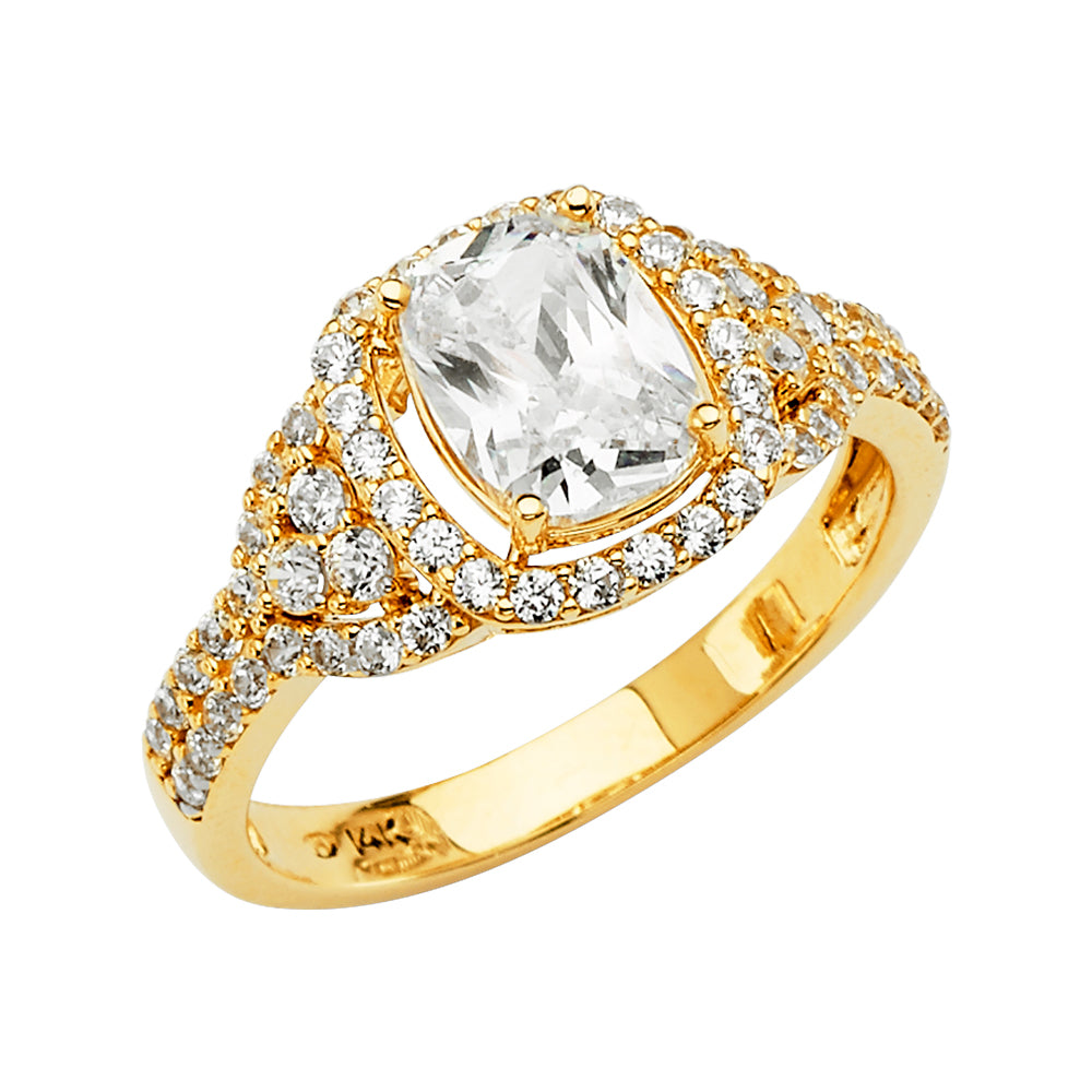 14K Yellow Gold CZ Engagement Ring - RG2849