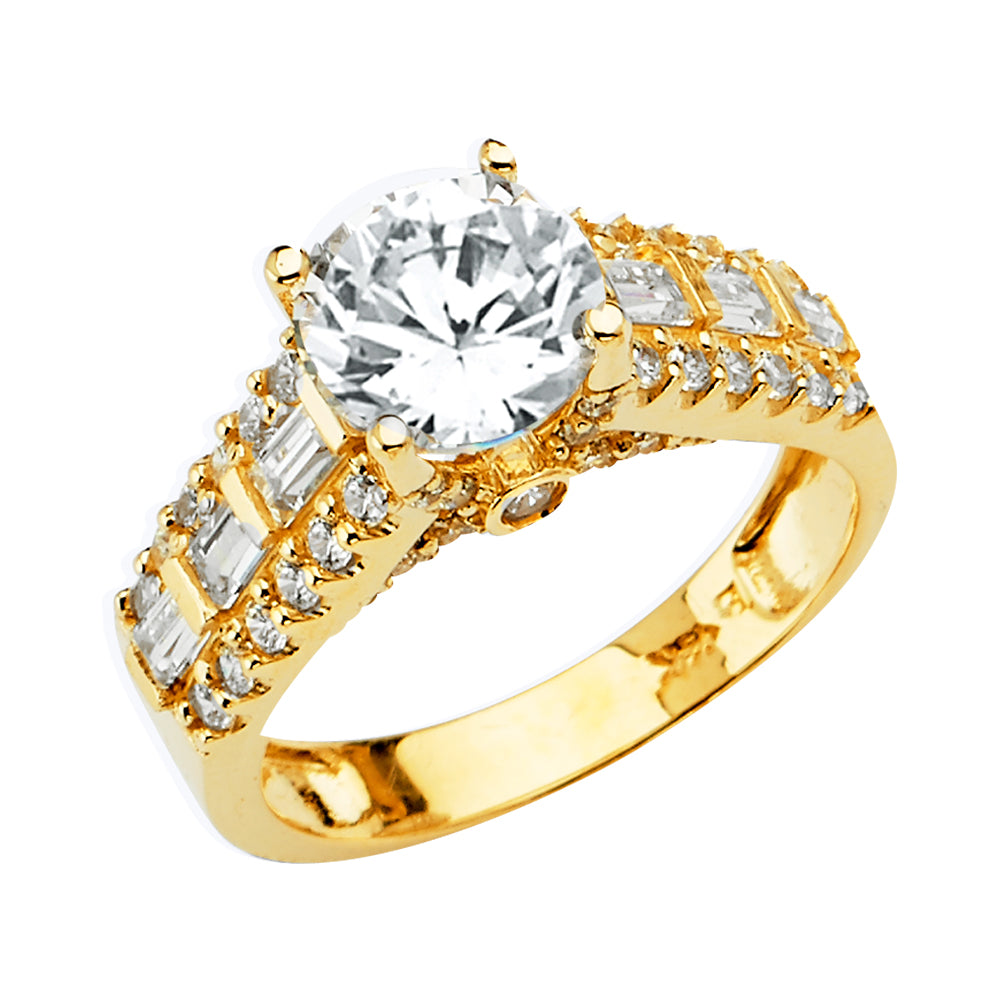14K Yellow Gold CZ Engagement Ring - RG2851