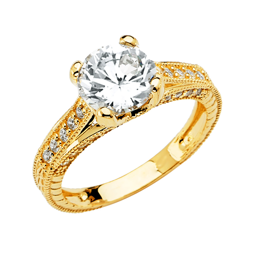 14K Yellow Gold CZ Engagement Ring - RG2852