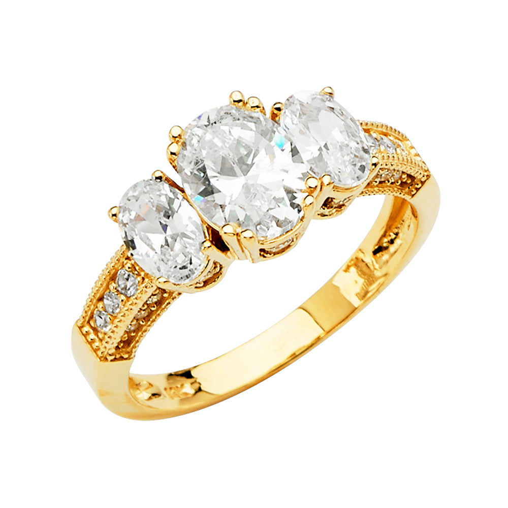 14K Yellow Gold CZ Engagement Ring - RG2853